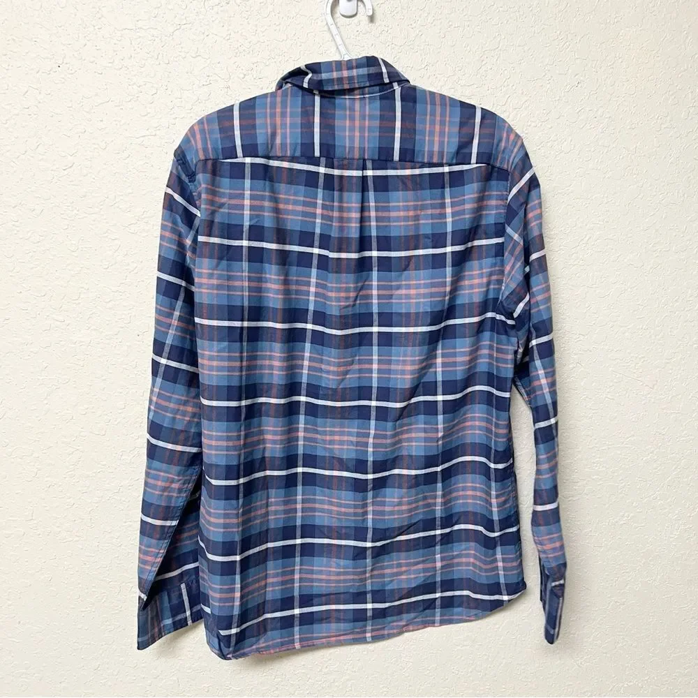J. Crew Flex Oxford Slim Plaid Button Down Casual Shirt Long Sleeve Mens Size L